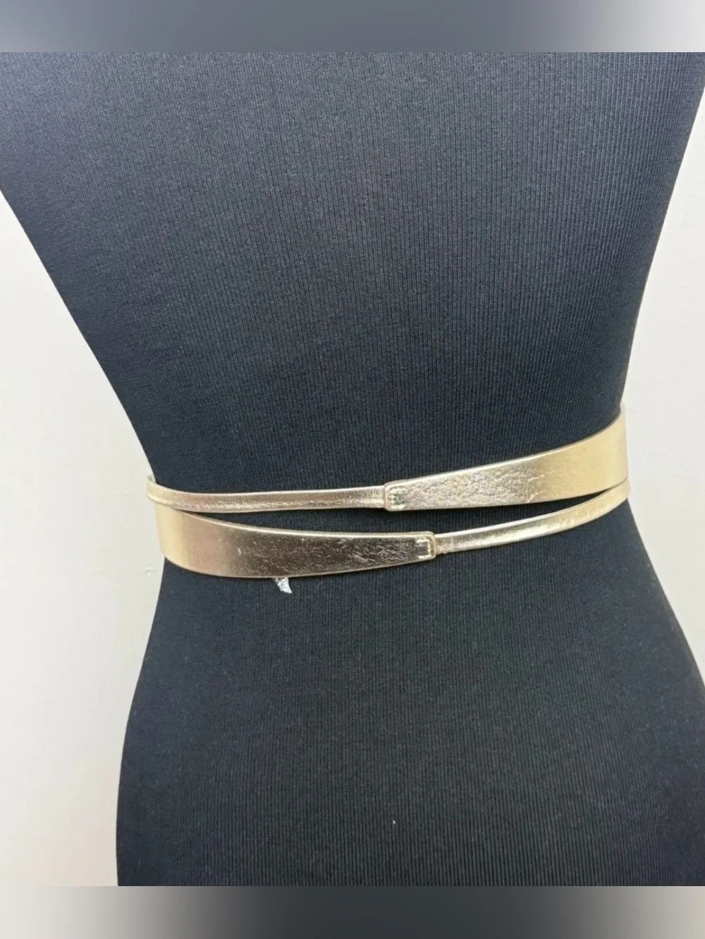 NWT White House Black Market Women's Gold Metallic Fringed Wrap Belt SizeXS/S